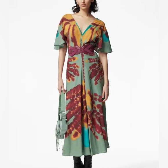 Altuzarra Dresses & Skirts - Altuzarra NEW Pelopenese Tie Dye V Neck Midi Dress NWT Size 36